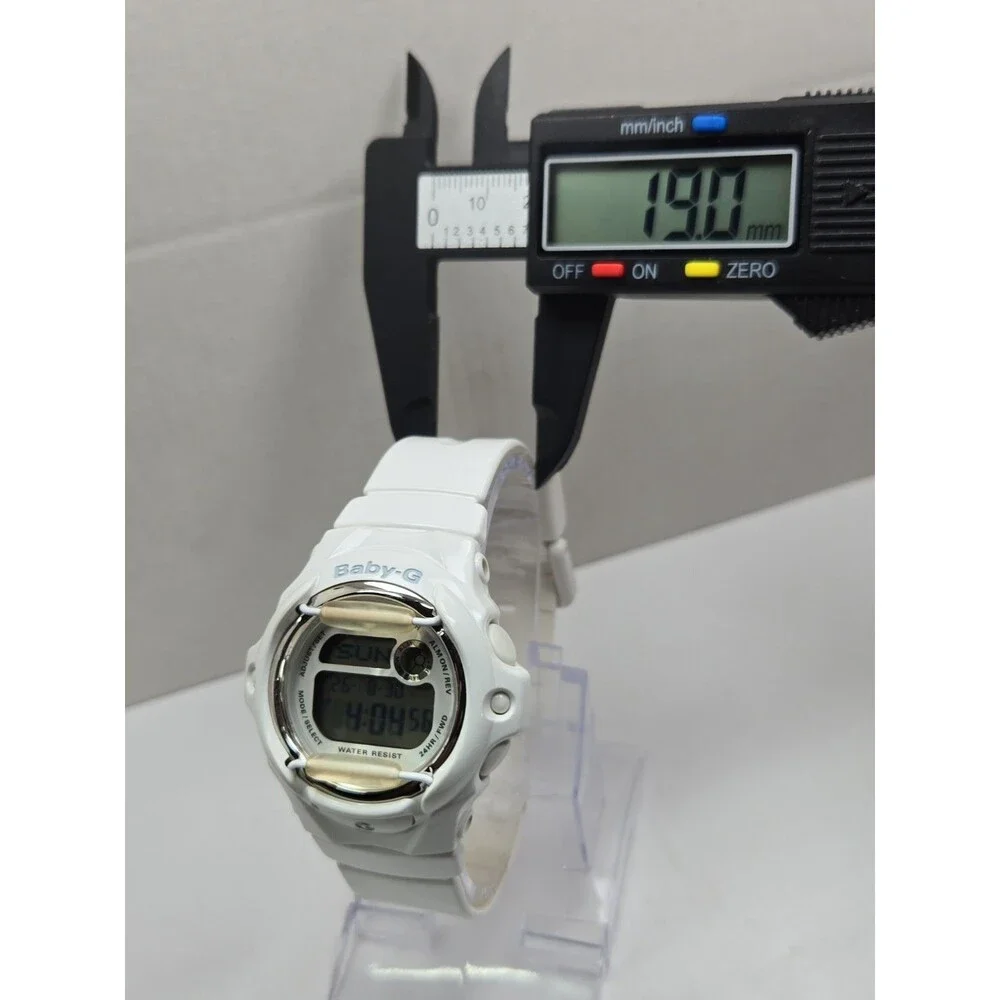 Casio Baby G Shock White Silver Digital Womens Y2K Sports 43mm Watch Alarm Timer